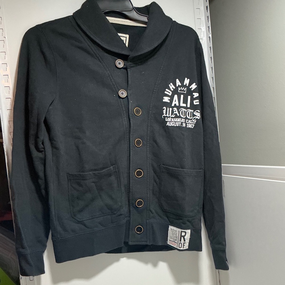 Roots of Fight Muhammad Ali Watts 1967 Shawl Collar Cardigan Sweatshirt Black S